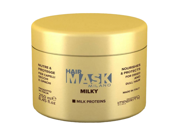 Професионална маска за коса с млечни протеини за суха и изтощена коса Milky 250 мл. - Imperity Професионална маска за коса с млечни протеини за суха и изтощена коса Milky 250 мл. - Imperity